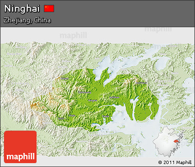Physical 3D Map of Ninghai, lighten