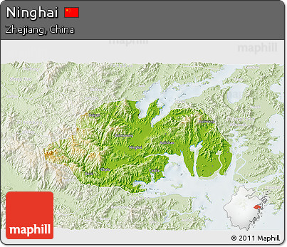 Physical 3D Map of Ninghai, lighten