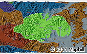 Political 3D Map of Ninghai, darken