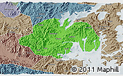Political 3D Map of Ninghai, semi-desaturated
