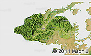 Satellite 3D Map of Ninghai, single color outside