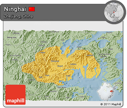 Savanna Style 3D Map of Ninghai