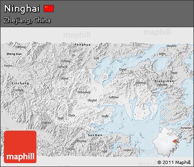 Silver Style 3D Map of Ninghai