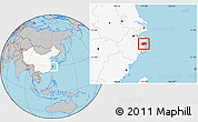 Gray Location Map of Ninghai, highlighted country
