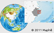 Physical Location Map of Ninghai, highlighted country, highlighted parent region