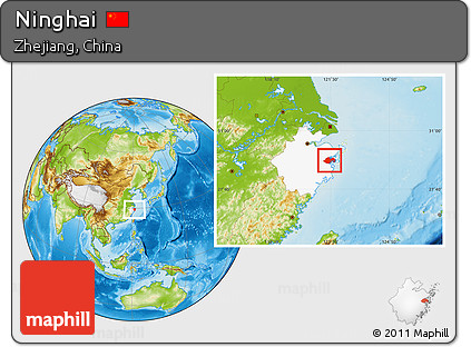Physical Location Map of Ninghai, highlighted parent region