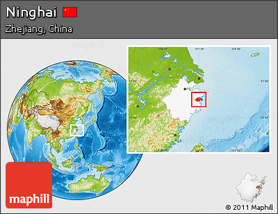 Physical Location Map of Ninghai, highlighted parent region