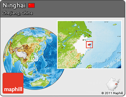 Physical Location Map of Ninghai, highlighted parent region
