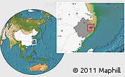 Satellite Location Map of Ninghai, highlighted country, highlighted parent region