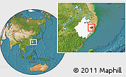 Satellite Location Map of Ninghai, highlighted parent region