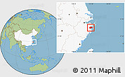 Savanna Style Location Map of Ninghai, highlighted country
