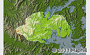 Physical Map of Ninghai, darken