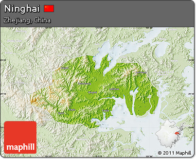 Physical Map of Ninghai, lighten