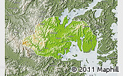 Physical Map of Ninghai, semi-desaturated