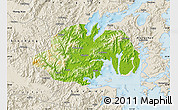 Physical Map of Ninghai, shaded relief outside