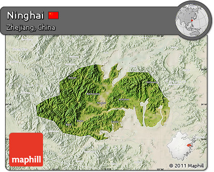 Satellite Map of Ninghai, lighten