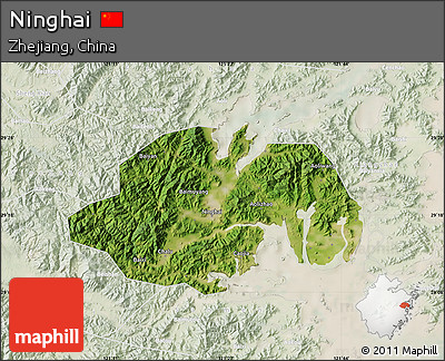 Satellite Map of Ninghai, lighten