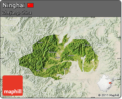 Satellite Map of Ninghai, lighten