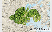 Satellite Map of Ninghai, shaded relief outside