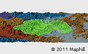 Political Panoramic Map of Ninghai, darken
