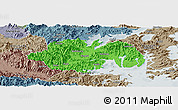 Political Panoramic Map of Ninghai, semi-desaturated