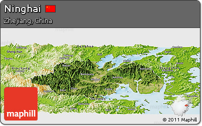 Satellite Panoramic Map of Ninghai, physical outside