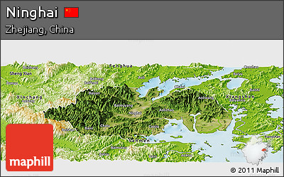 Satellite Panoramic Map of Ninghai, physical outside