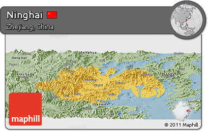Savanna Style Panoramic Map of Ninghai