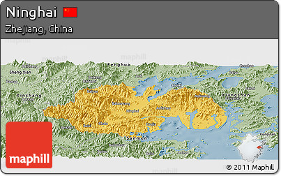 Savanna Style Panoramic Map of Ninghai