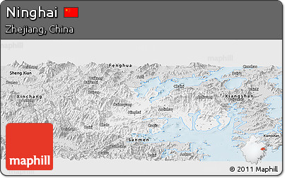 Silver Style Panoramic Map of Ninghai
