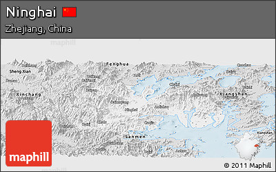 Silver Style Panoramic Map of Ninghai