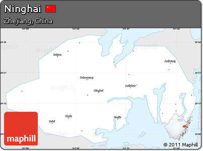Silver Style Simple Map of Ninghai, single color outside