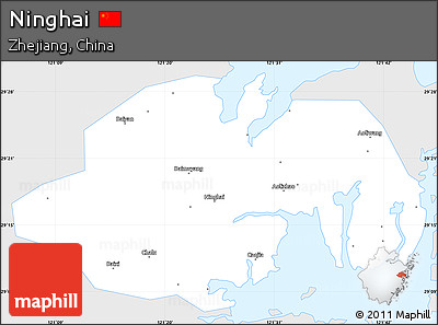Silver Style Simple Map of Ninghai, single color outside