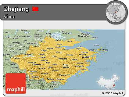 Savanna Style Panoramic Map of Zhejiang