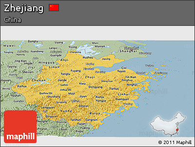 Savanna Style Panoramic Map of Zhejiang