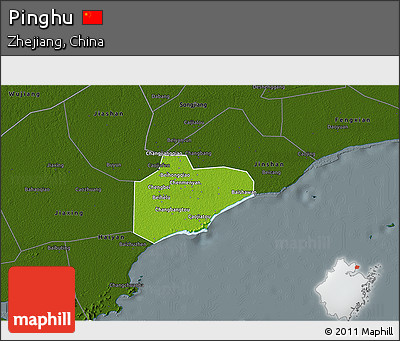 Physical 3D Map of Pinghu, darken