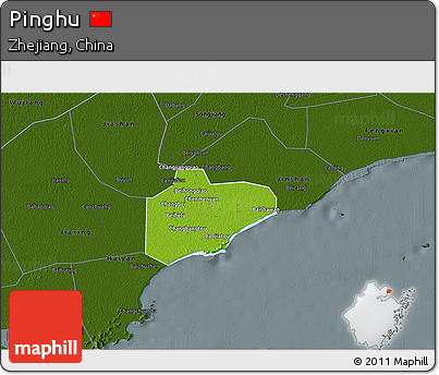 Physical 3D Map of Pinghu, darken