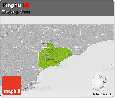 Physical 3D Map of Pinghu, lighten, desaturated