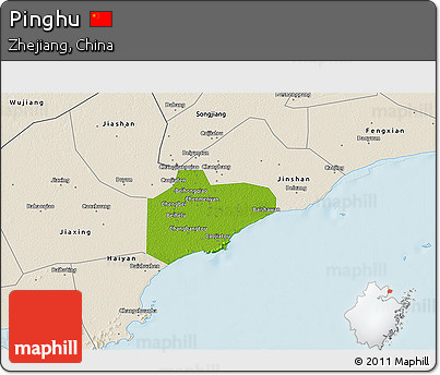 Physical 3D Map of Pinghu, shaded relief outside