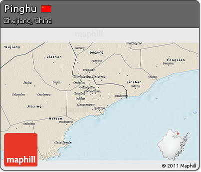 Shaded Relief 3D Map of Pinghu