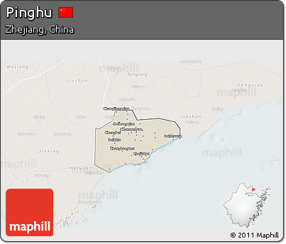 Shaded Relief 3D Map of Pinghu, lighten