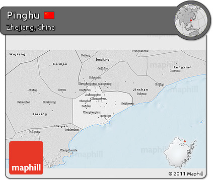 Silver Style 3D Map of Pinghu