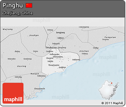 Silver Style 3D Map of Pinghu