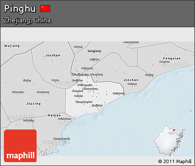 Silver Style 3D Map of Pinghu