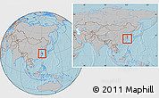 Gray Location Map of Pinghu, within the entire country, hill shading