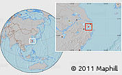 Gray Location Map of Pinghu, hill shading