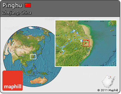 Satellite Location Map of Pinghu