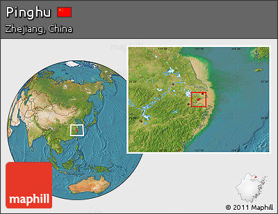 Satellite Location Map of Pinghu