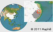 Satellite Location Map of Pinghu, highlighted country, highlighted parent region