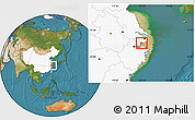 Satellite Location Map of Pinghu, highlighted country
